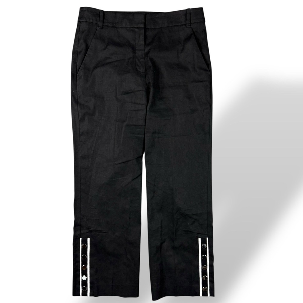 Veronica Beard Martin Cropped Ankle Pants Women's Size 6 Black Linen Blend GUC